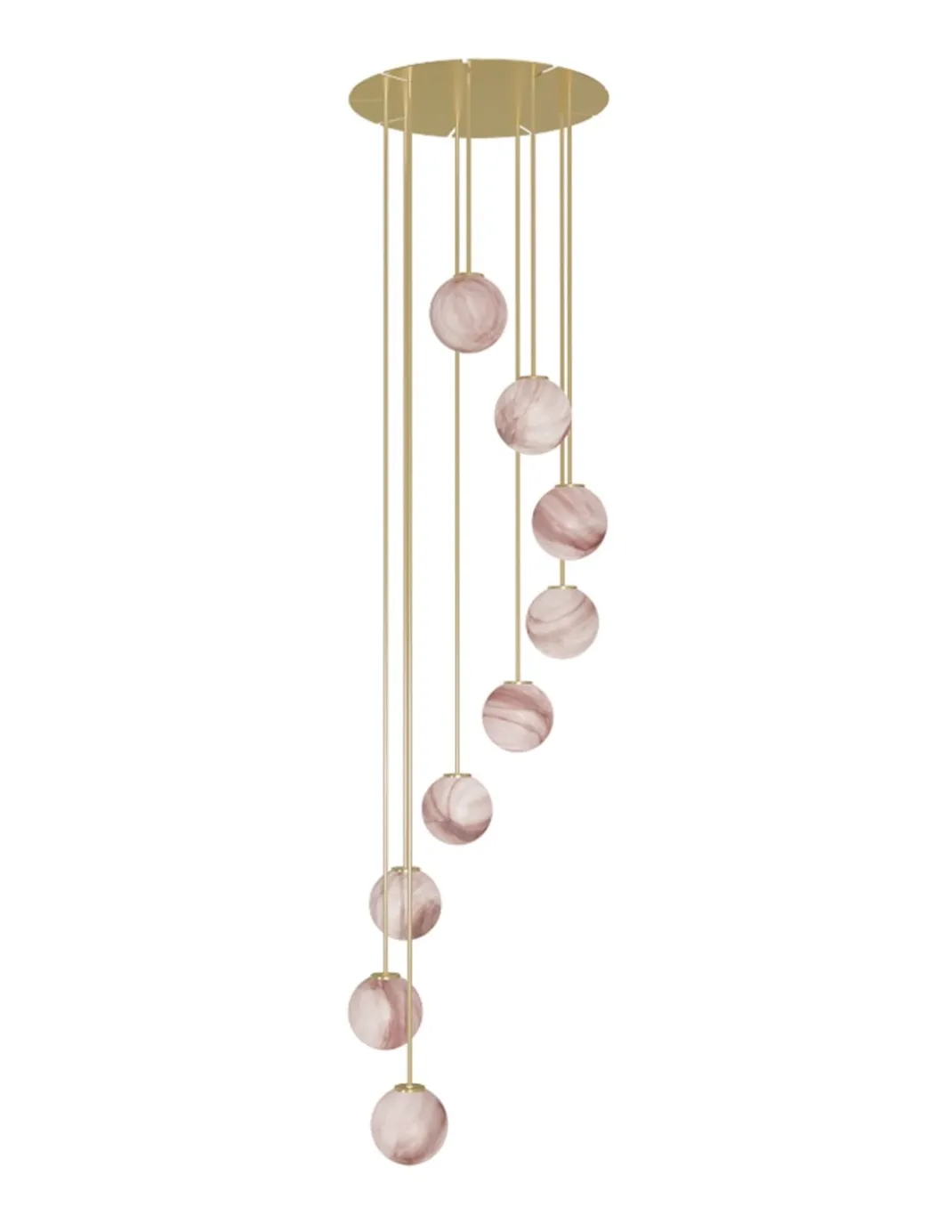 Lámpara colgante Royal Spiral - Robin - Diseño minimalista decorativo, 9 luces de alabastro