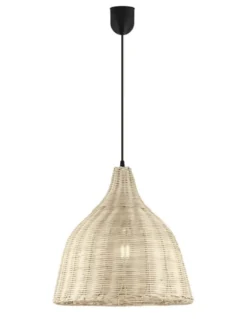 Lámpara colgante Sacoma - AJP - Lámpara de mimbre boho chic, Ø 36 cm