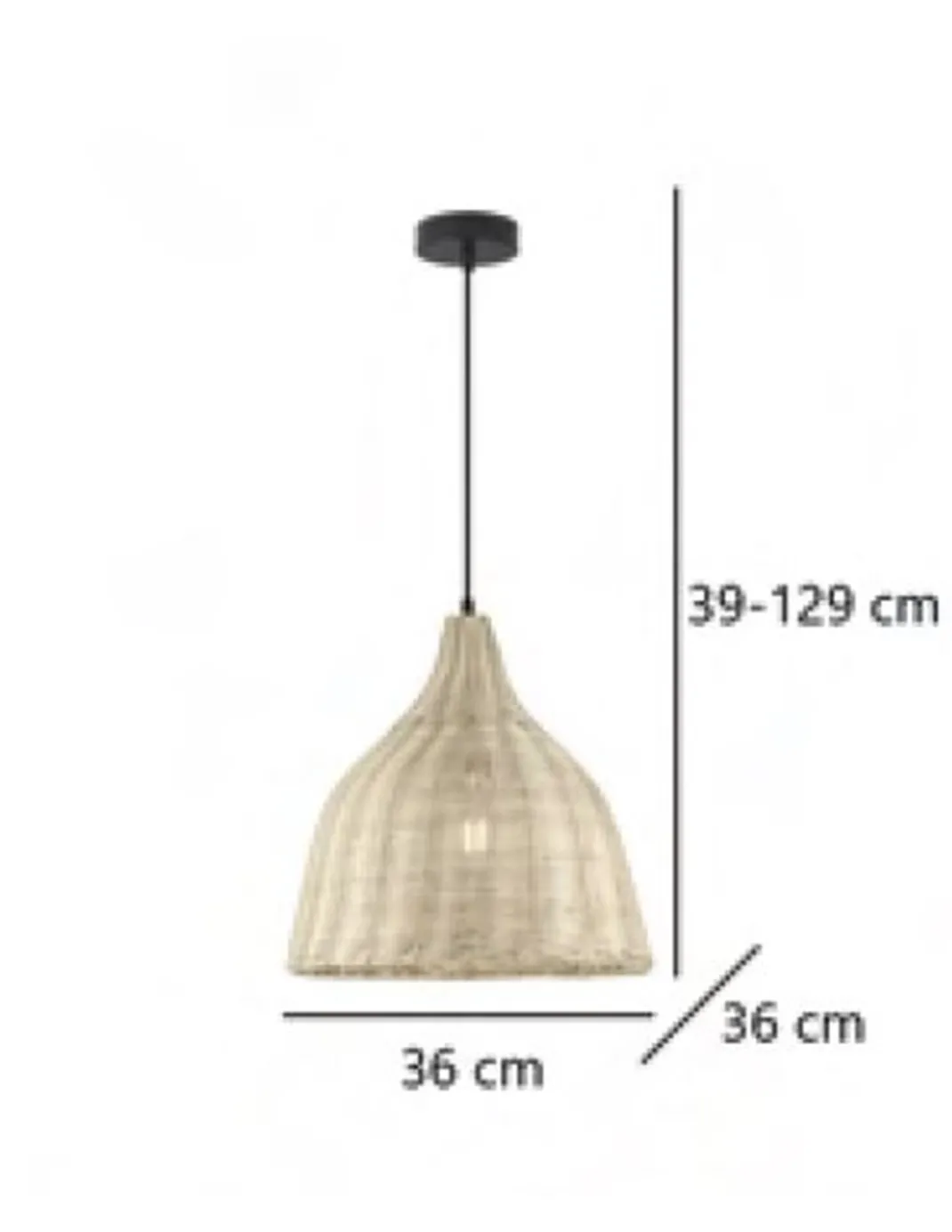 Lámpara colgante Sacoma - AJP - Lámpara de mimbre boho chic, Ø 36 cm
