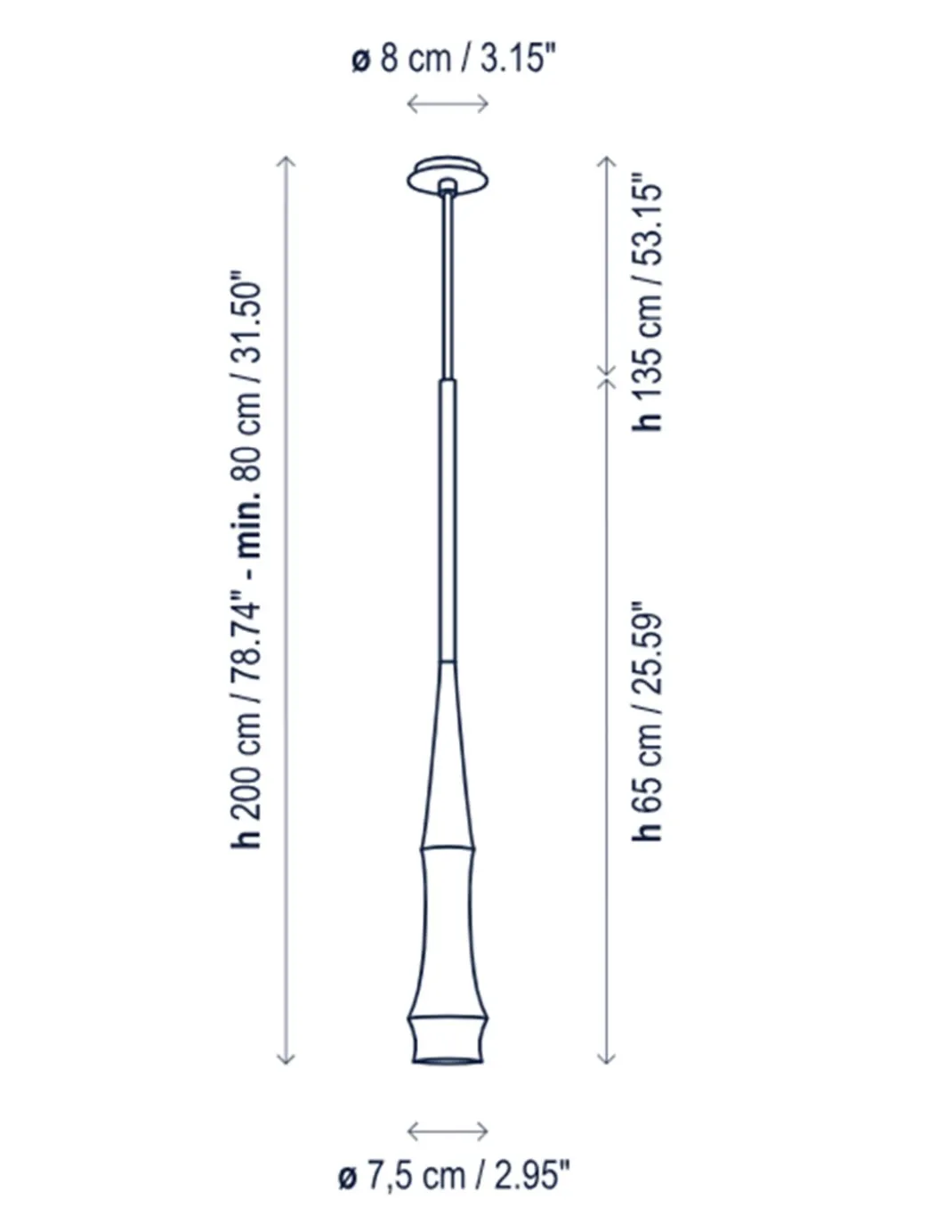 Lámpara colgante Slend 01 - Bover - Lámpara colgante minimalista tubular de diseño