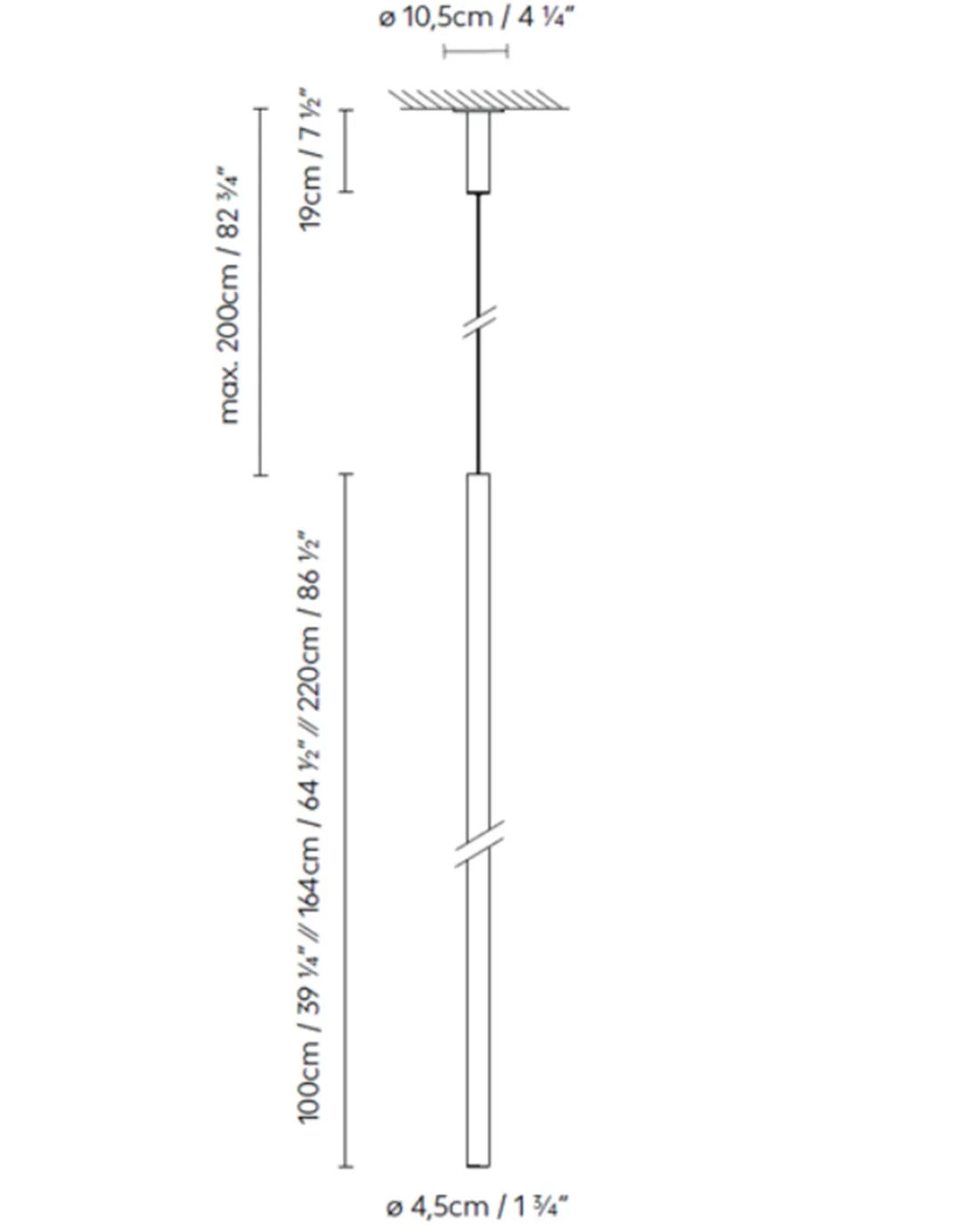 Lámpara colgante Solid SV - B.lux - Suspensión vertical de diseño industrial en 3 tamaños