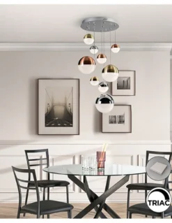Lámpara colgante Sphere – Schuller – Lámpara LED regulable, 9 tulipas esféricas