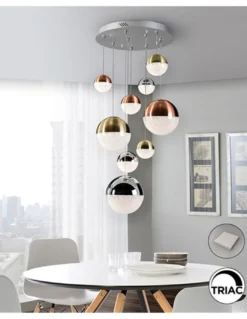 Lámpara colgante Sphere – Schuller – Lámpara LED regulable, 9 tulipas esféricas