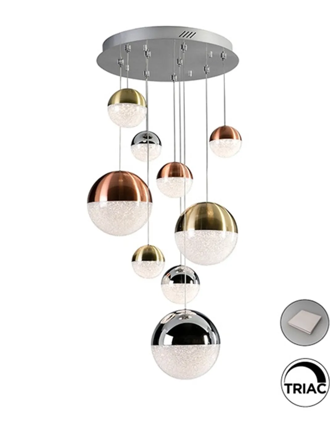 Lámpara colgante Sphere – Schuller – Lámpara LED regulable, 9 tulipas esféricas