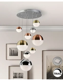 Lámpara colgante Sphere – Schuller – Lámpara LED regulable, 9 tulipas esféricas