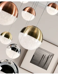 Lámpara colgante Sphere – Schuller – Lámpara LED regulable, 9 tulipas esféricas