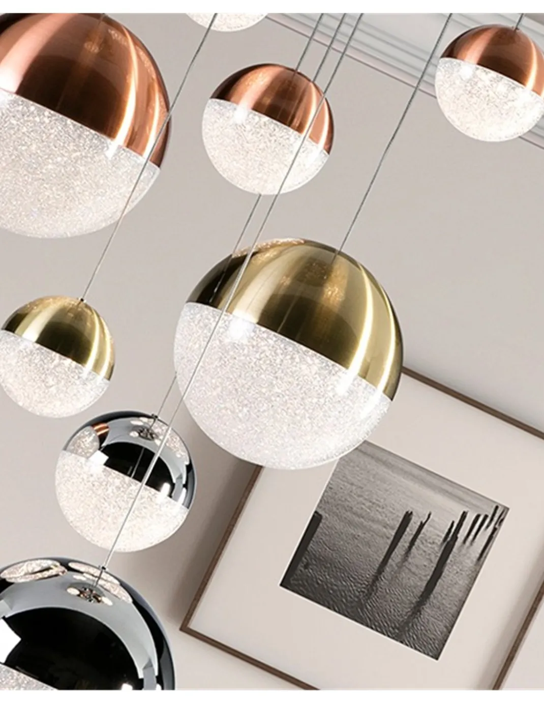 Lámpara colgante Sphere – Schuller – Lámpara LED regulable, 9 tulipas esféricas