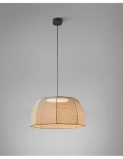Lámpara colgante Tanit - Bover - Lámpara de techo de hilo beige, Regulable Triac, LED 2700K