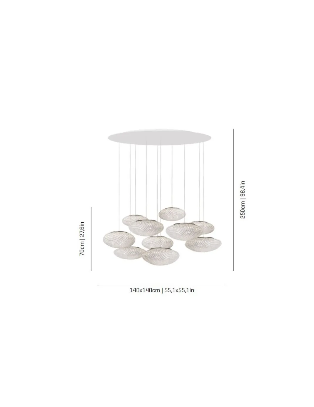 Lámpara colgante Tati 10 - a-emotional light - Composición de 10 lámparas, diseño impactante