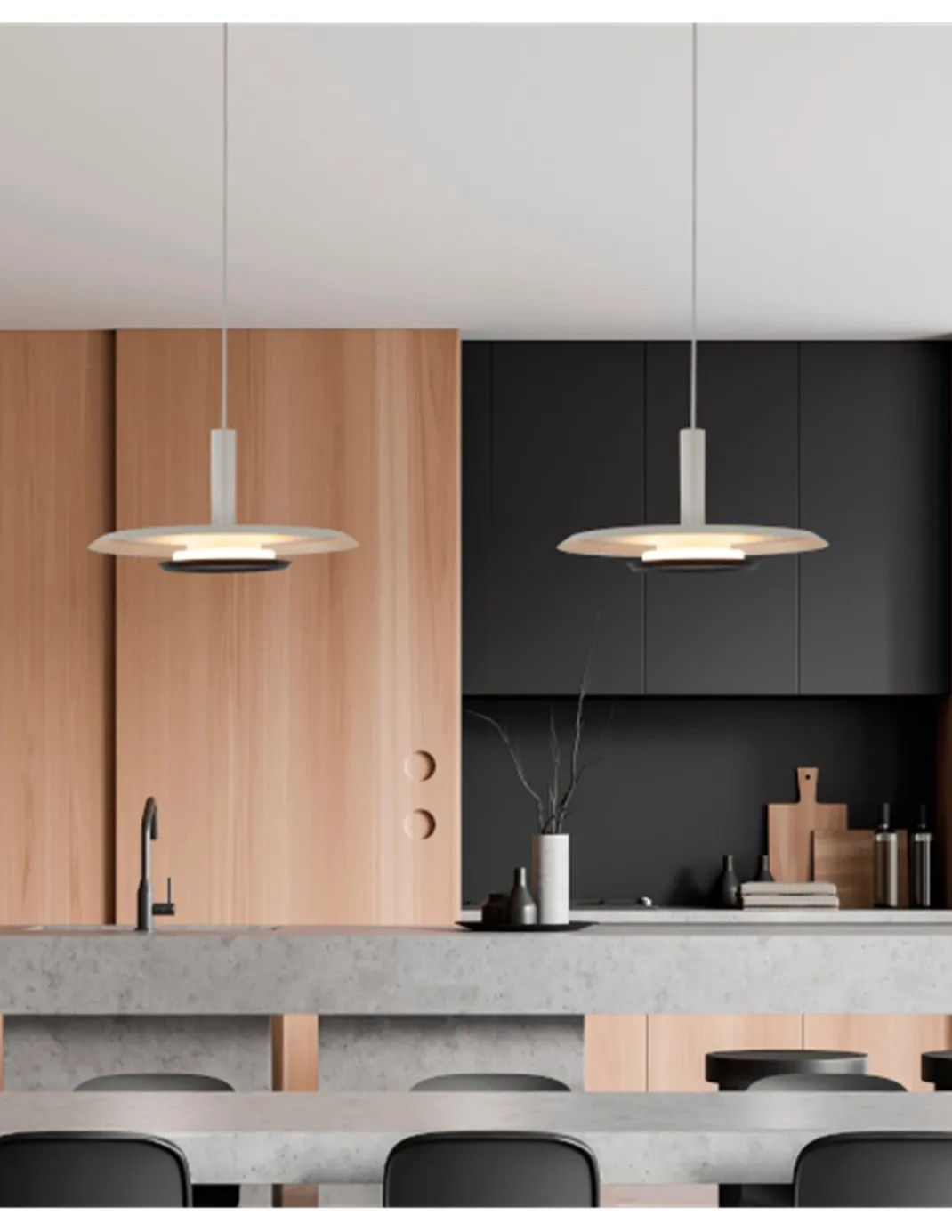 Lámpara colgante Tina - Mantra - Lámpara LED platillo blanco y negro