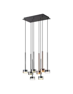 Lámpara colgante Tonic – Mantra – 8 luces con pantallas multicolores, florón rectangular