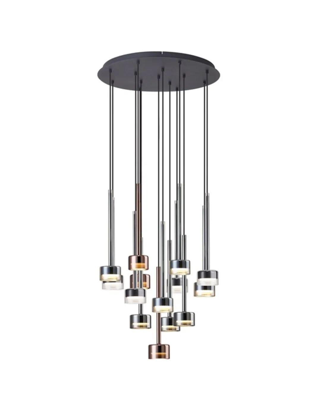 Lámpara colgante Tonic – Mantra – 14 luces con pantallas multicolores, florón redondo