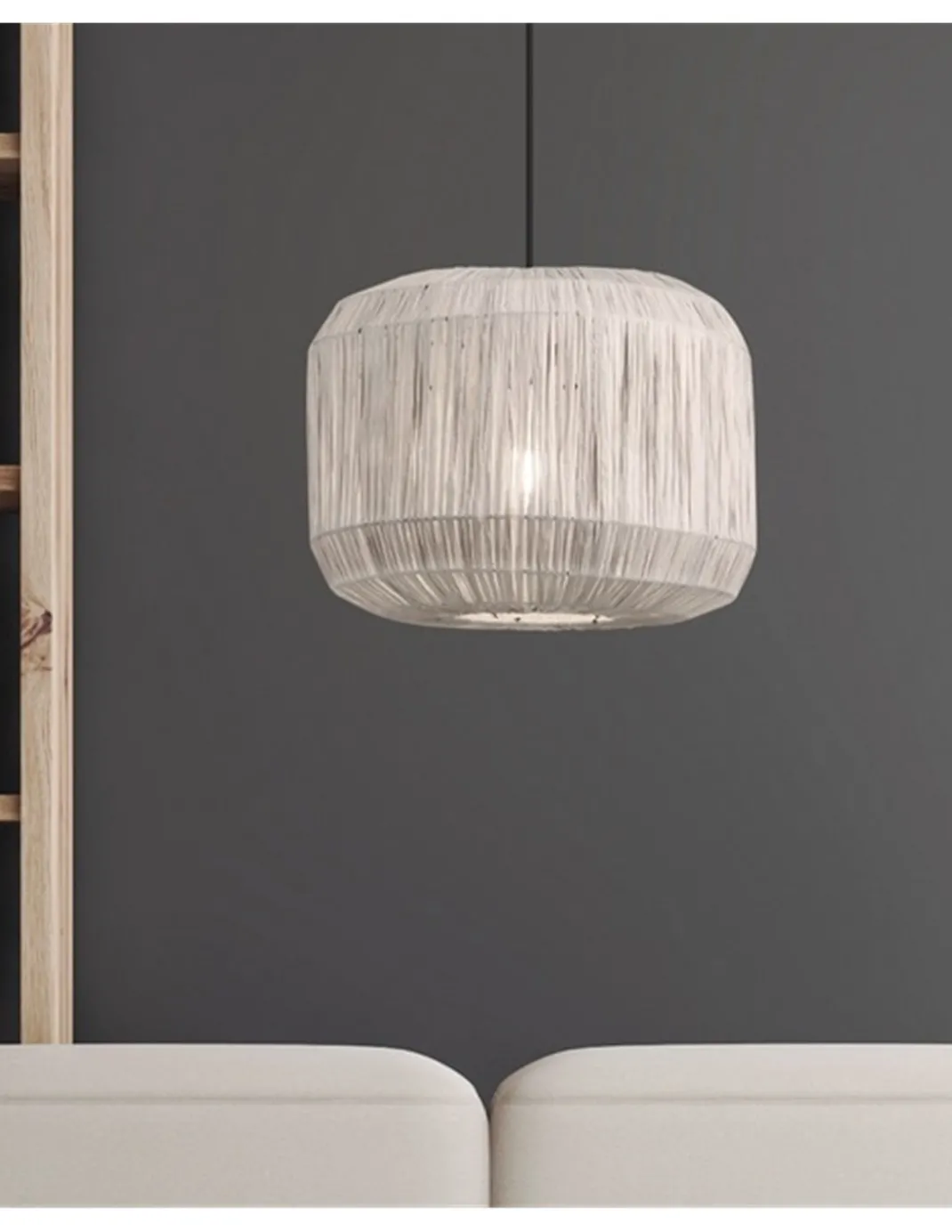 Lámpara colgante Tore - AJP - Lámpara de papel decorativa, acabado gris