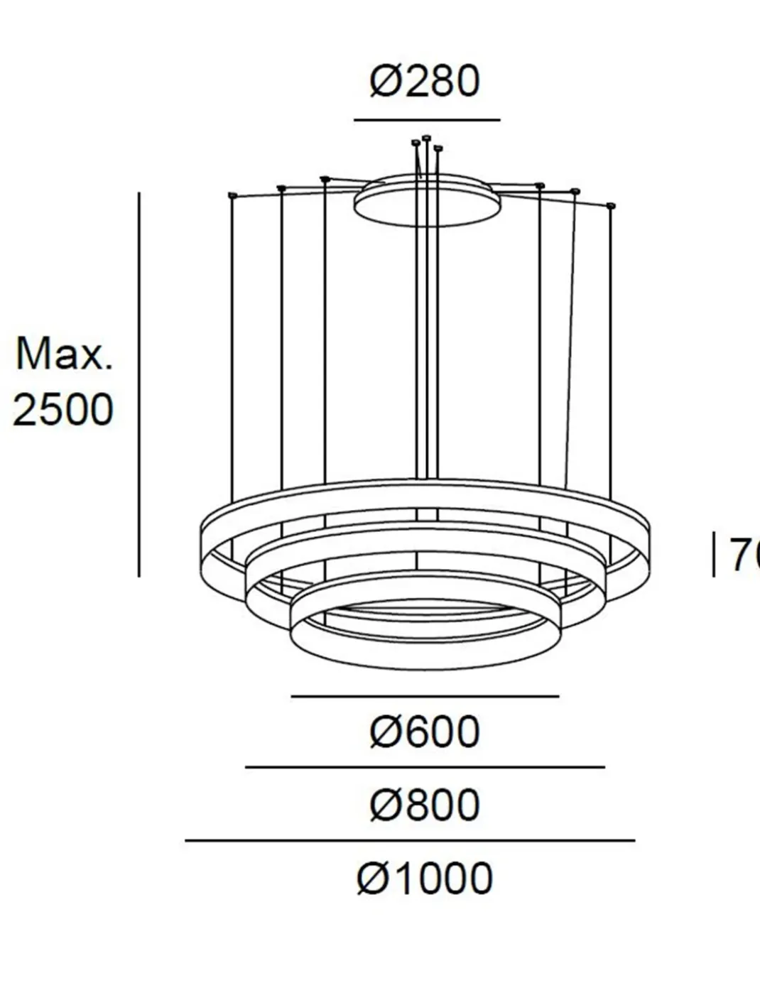 Lámpara colgante triple Circ - LedsC4 - Lámpara blanca de 3 alturas, altura ajustable