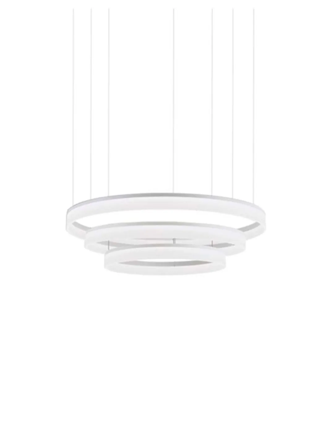 Lámpara colgante triple Circ - LedsC4 - Lámpara blanca de 3 alturas, altura ajustable