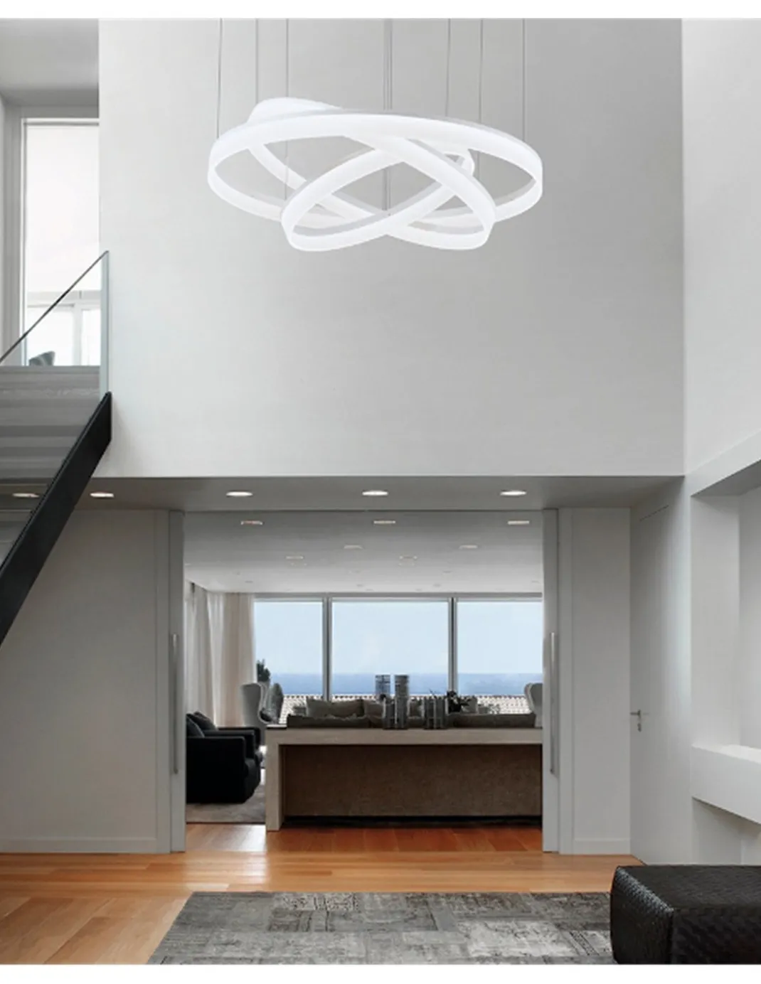 Lámpara colgante triple Circ - LedsC4 - Lámpara blanca de 3 alturas, altura ajustable