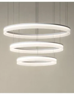 Lámpara colgante triple Circ - LedsC4 - Lámpara blanca de 3 alturas, altura ajustable