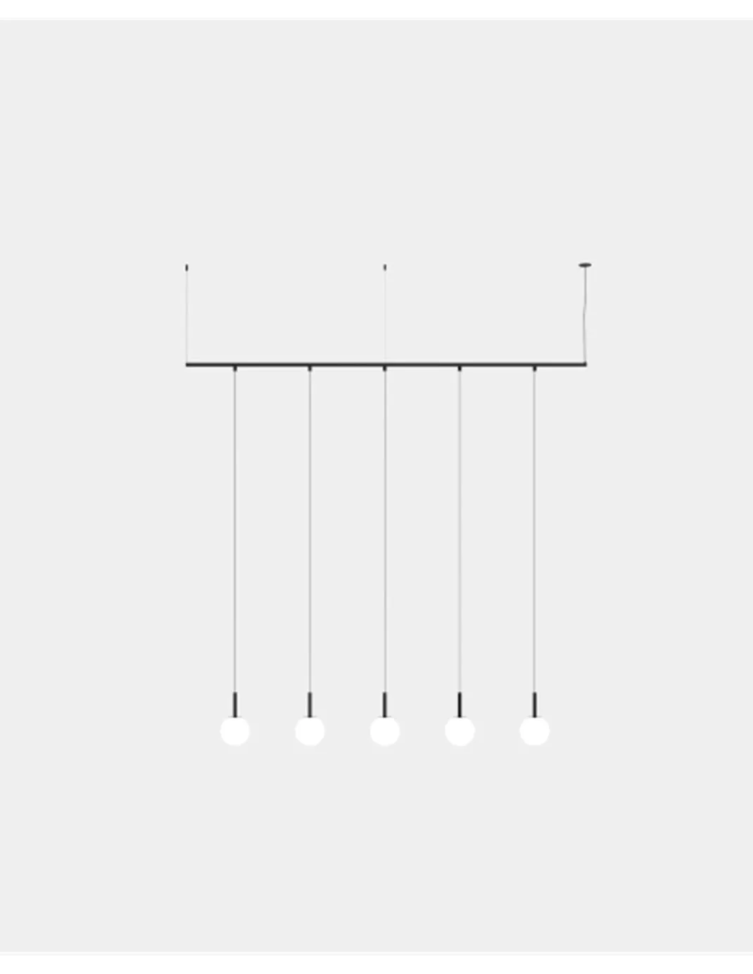 Lámpara colgante Tubs Modular Track - LedsC4 - Regleta con 5 bombillas colgantes, luz regulable