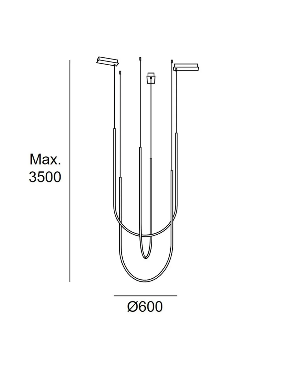 Lámpara colgante Tubs Modular Triplex Arch Cross – LedsC4 – Lámpara LED regulable DALI, 2 tipos de florón a elegir
