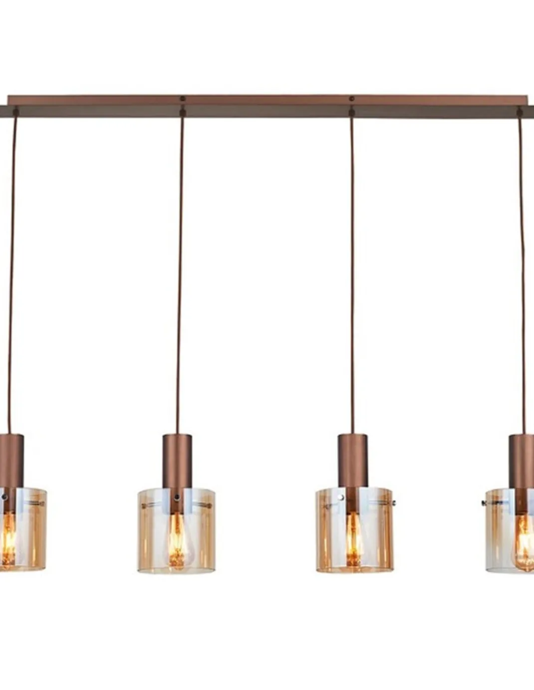 Lámpara colgante Venize - Schuller - Lámpara lineal con 4 pantallas de cristal ámbar