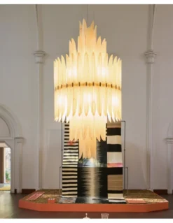 Lámpara colgante Voliere - LZF - Diseño artesanal y sofisticado, chapa de madera, estilo Art decó