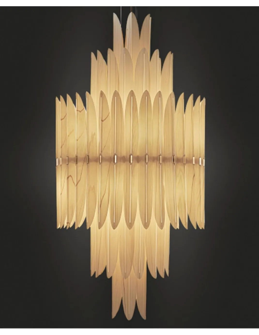 Lámpara colgante Voliere - LZF - Diseño artesanal y sofisticado, chapa de madera, estilo Art decó
