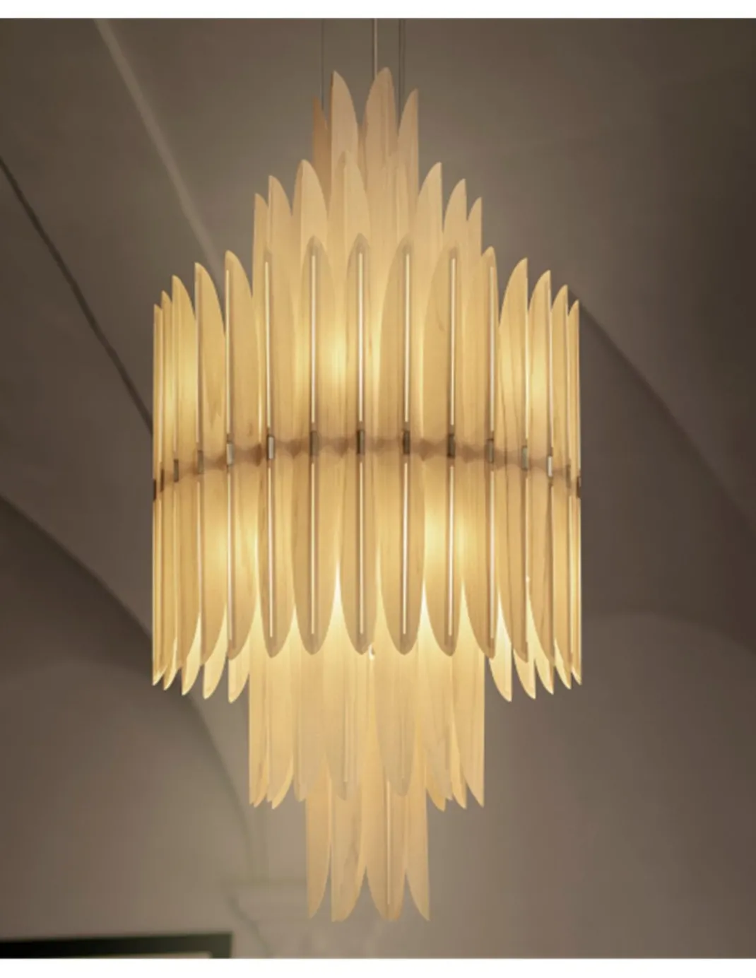Lámpara colgante Voliere - LZF - Diseño artesanal y sofisticado, chapa de madera, estilo Art decó