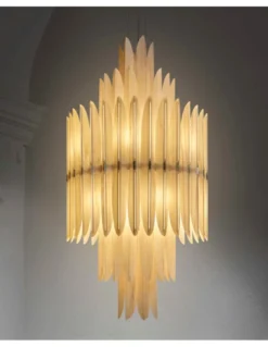 Lámpara colgante Voliere - LZF - Diseño artesanal y sofisticado, chapa de madera, estilo Art decó
