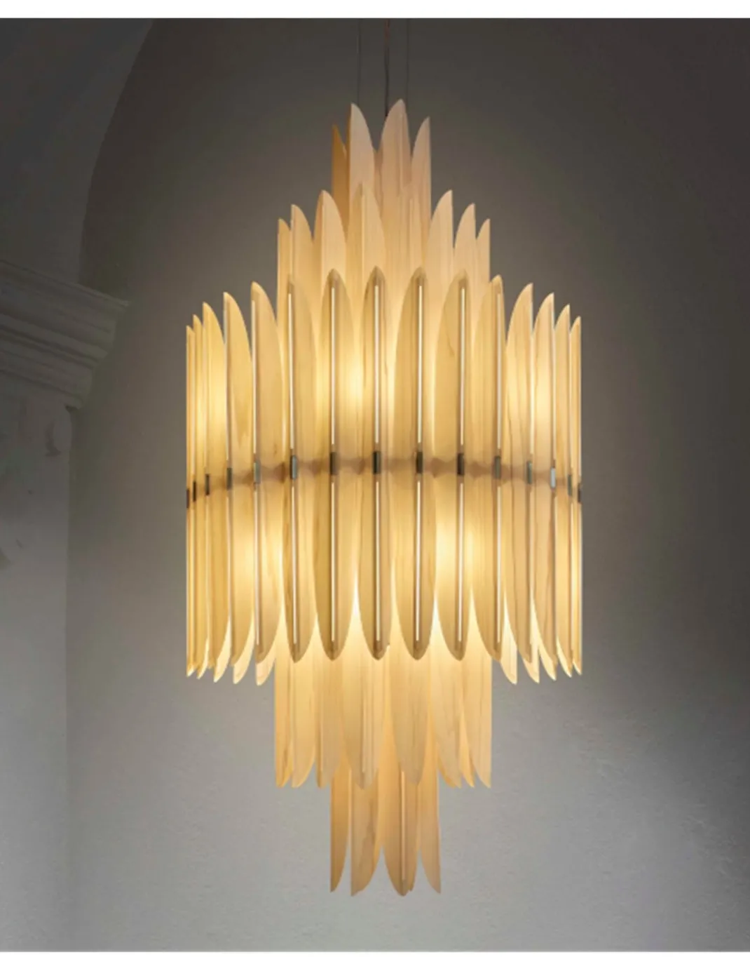 Lámpara colgante Voliere - LZF - Diseño artesanal y sofisticado, chapa de madera, estilo Art decó