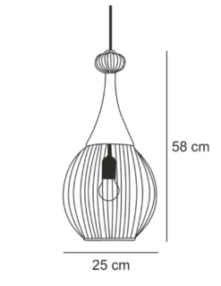 Lámpara colgante Zagoratan – IDP Lampshades – Lámpara vintage de metal negro y rattan natural