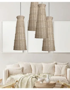 Lámpara colgante Zanco – Fokobu – Lámpara Boho Chic de mimbre y neopreno