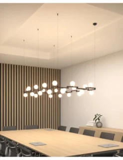 Lámpara colgante Zen – Pujol – Lámpara de techo tipo bola, Acabado negro, 10+24 luces
