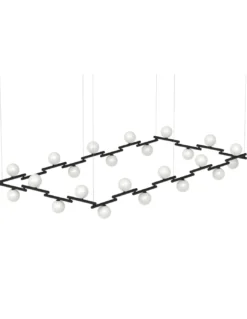 Lámpara colgante Zen – Pujol – Lámpara de techo tipo bola, Acabado negro, 10+24 luces