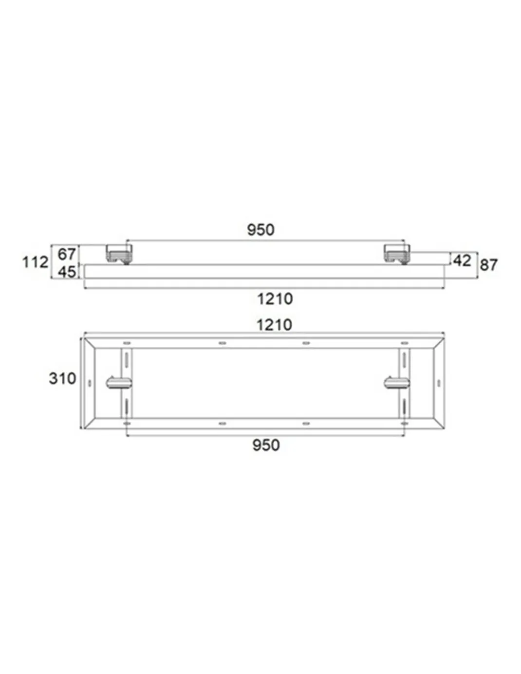Lámpara de carril TL5005 - Conalux - Lámpara blanca rectangular, 36W/45W