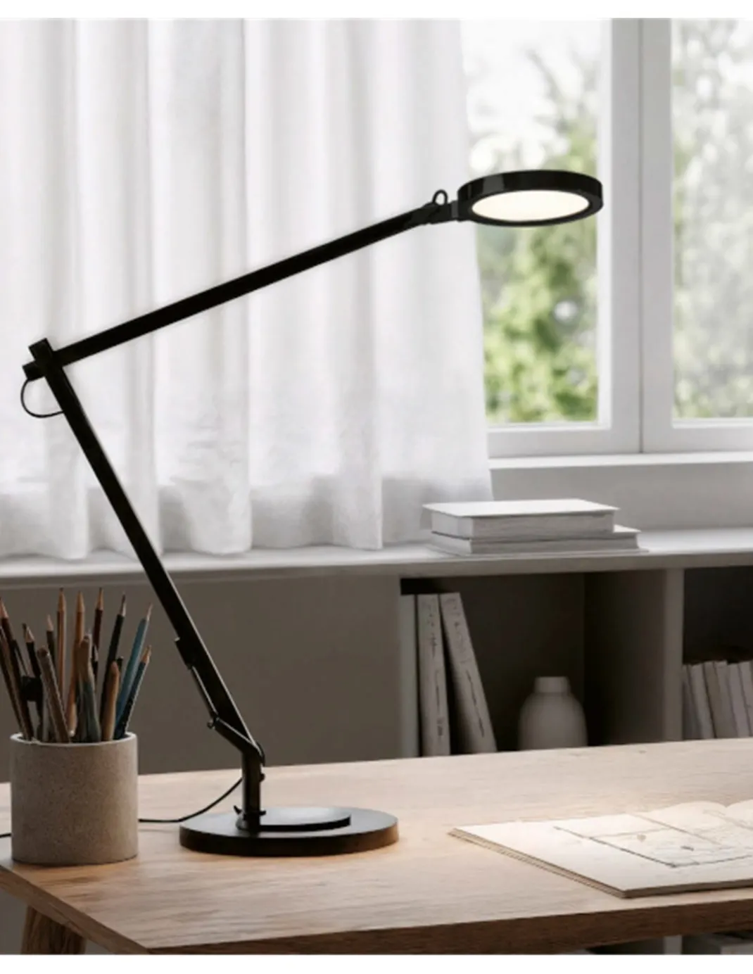 Lámpara de escritorio Luxa - ACB - Lámpara orientable negra, LED regulable