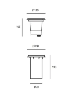 Lámpara de exterior para suelo Ringo – FORLIGHT – Foco de acero inoxidable, GU10 IP65/67, Diámetro: 11 cm