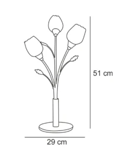 Lámpara de mesa Adriana - IDP Lampshades - Diseño elegante de flores, estilo neoclásico, color plateado