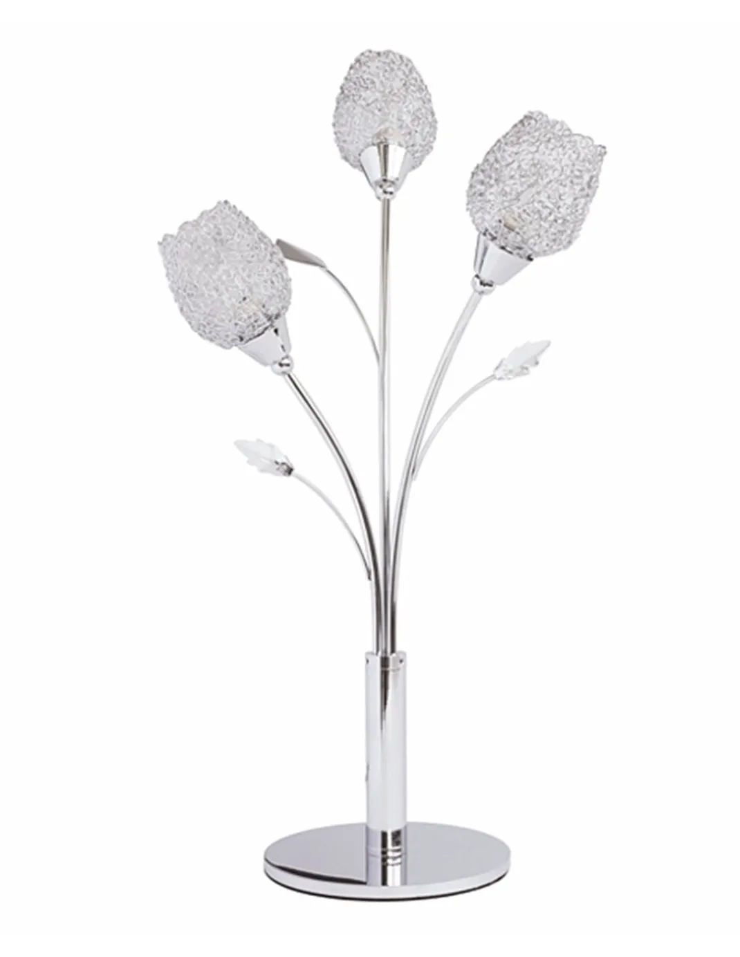 Lámpara de mesa Adriana - IDP Lampshades - Diseño elegante de flores, estilo neoclásico, color plateado