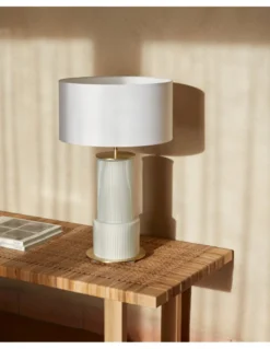 Lámpara de mesa Atina - Aromas - Lámpara de cristal verde mole, Pantalla blanca incluida