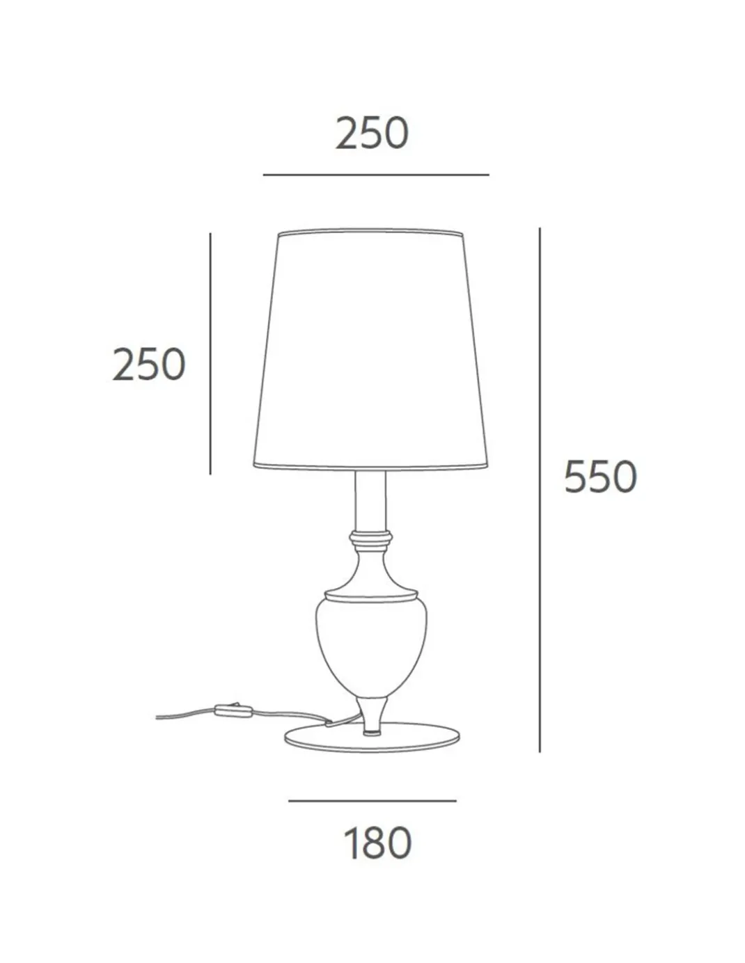 Lámpara de mesa Borroco – Massmi – Estructura de metal hierro pintado, 55 cm, Pantalla de algodón translúcido