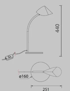 Lámpara de mesa Capuccina – Mantra – Lámpara LED 3000K, 44-56 cm
