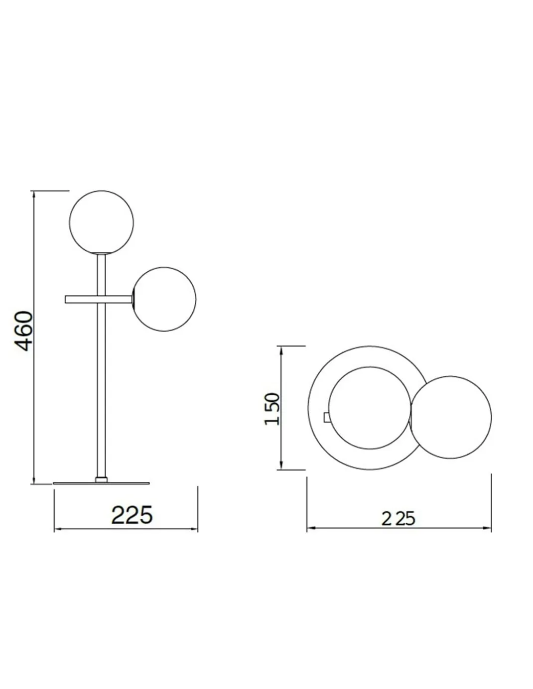 Lámpara de mesa Cellar – Mantra – Lámpara bola, 2xG4, Negra