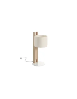 Lámpara de mesa Compact - Novolux Lighting. Exo - Diseño nórdico con pantalla de algodón y estructura de madera