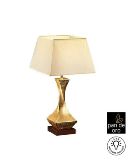 Lámpara de mesa Deco – Schuller – Lámpara elegante dorada con pantalla beige