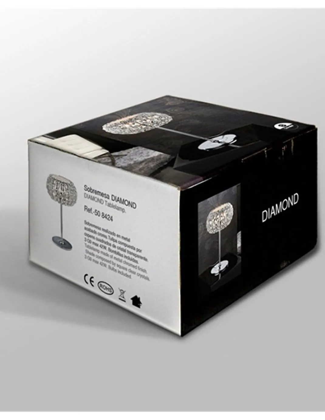 Lámpara de mesa Diamond – Schuller – Pantalla de cristal, acabado cromo