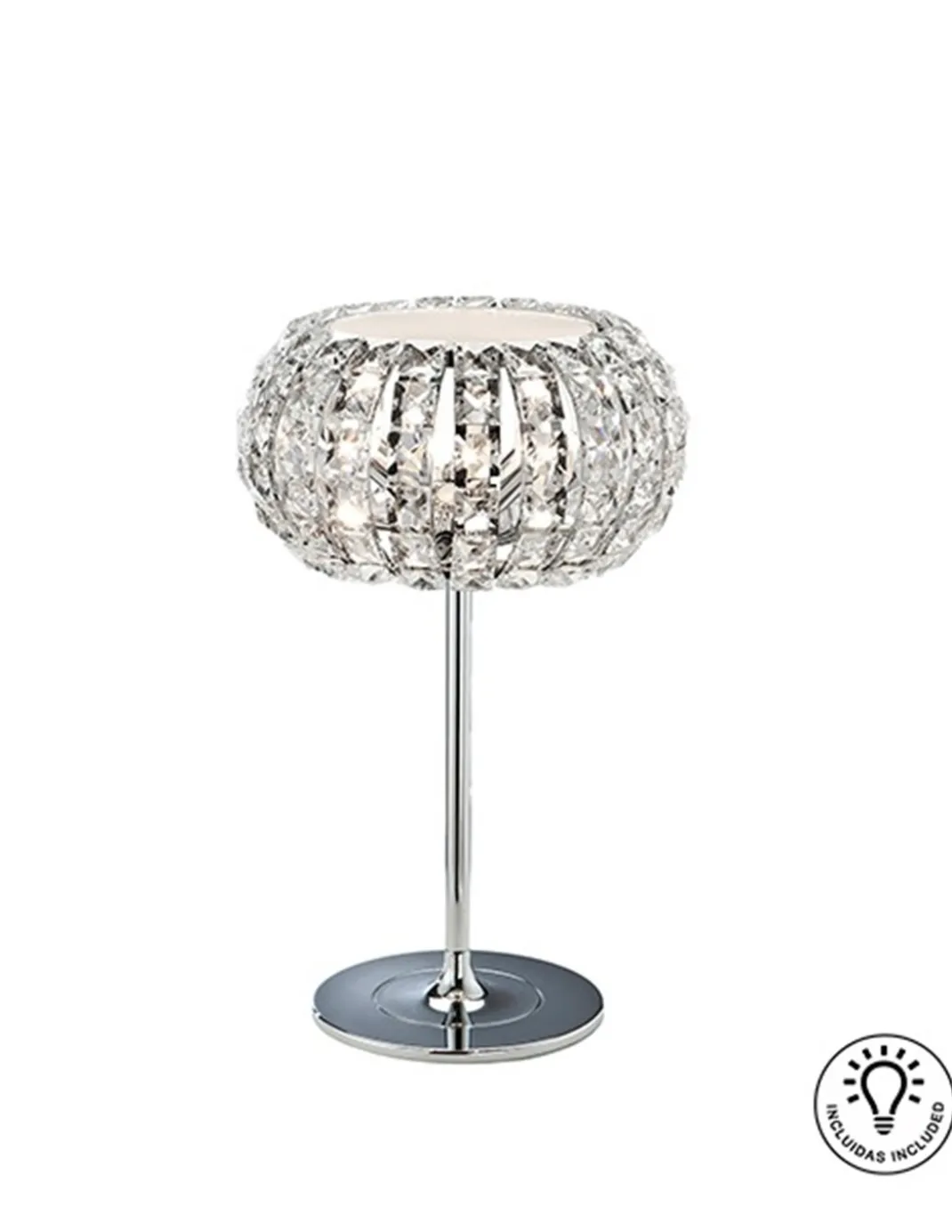 Lámpara de mesa Diamond – Schuller – Pantalla de cristal, acabado cromo