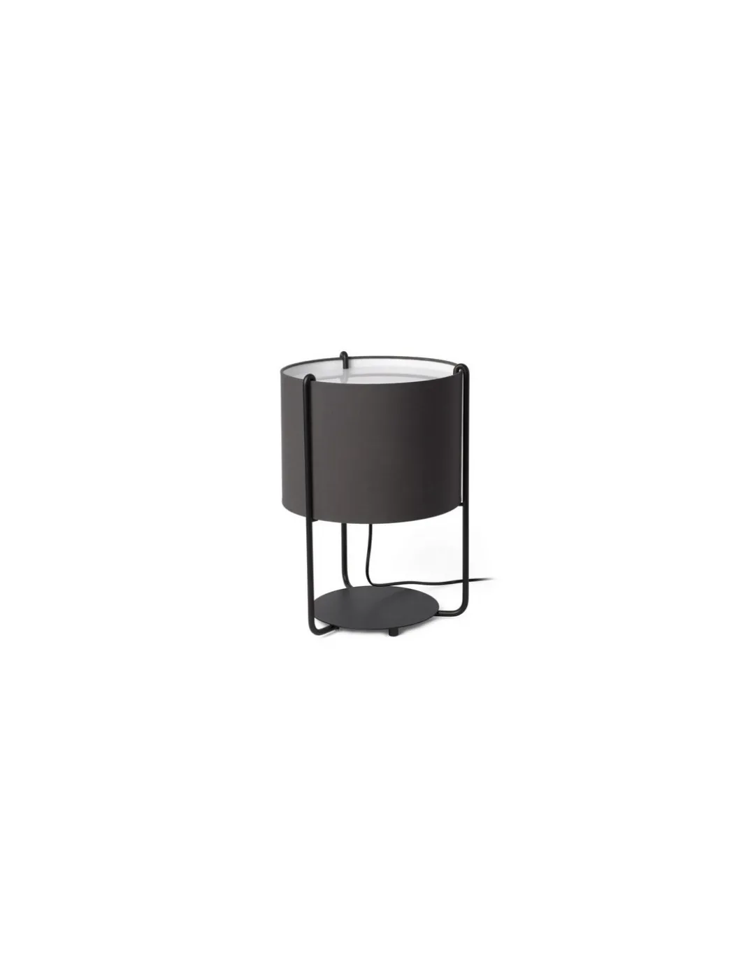 Lámpara de mesa Drum - Faro - Diseño moderno con pantalla gris oscura
