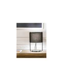 Lámpara de mesa Drum - Faro - Diseño moderno con pantalla gris oscura