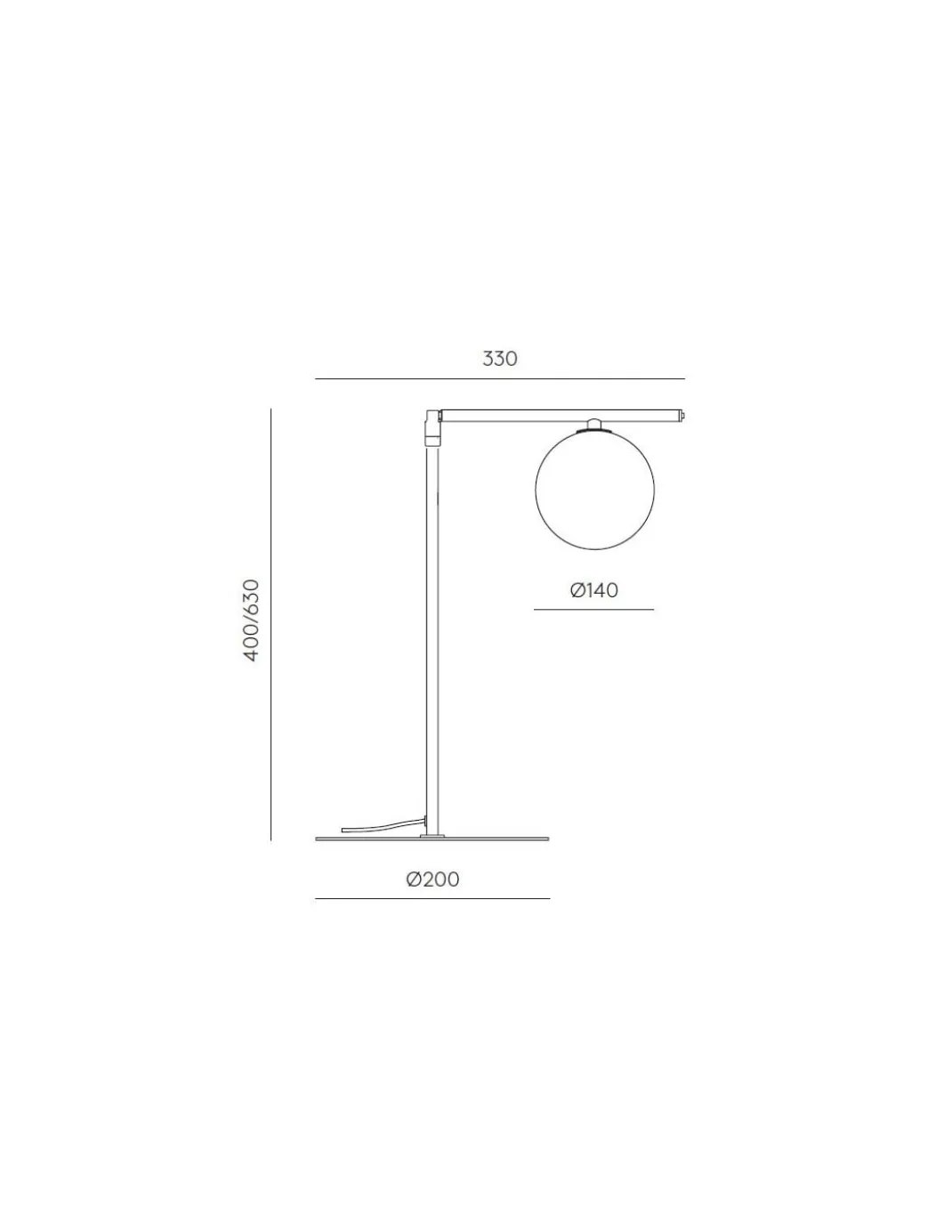 Lámpara de mesa Endo - Aromas. Lámpara tipo bola, Metal+vidrio soplado, LED 2700K