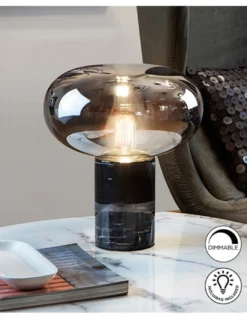 Lámpara de mesa Fungi – Schuller – Lámpara de mármol y tulipa de cristal soplado